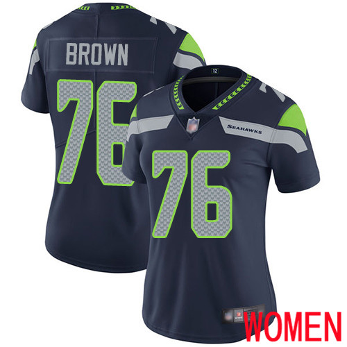 Seattle Seahawks Limited Navy Blue Women Duane Brown Home Jersey NFL Football #76 Vapor Untouchable->women nfl jersey->Women Jersey